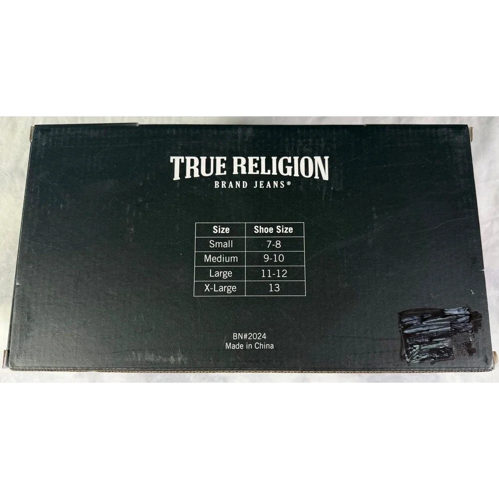 True Religion Men’s Denim Slippers Large (11-12) Blue Red Logo New With Box